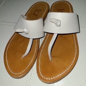 K Jacques St Tropez Ganges Sandals Flats Cream Leather Thong Sandals Sho…